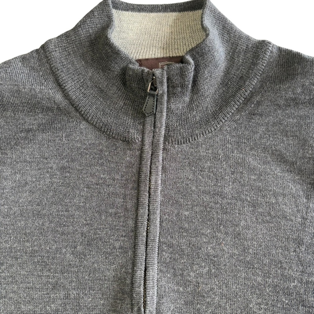 Black Brown 1826 Quarter Zip Sweater Mens XXL Gray Merino Wool Italy Pullover